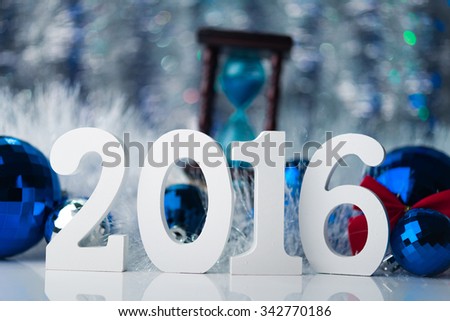 Happy New Year 2016. Concept photo merry christmas with white big figure and abstract background