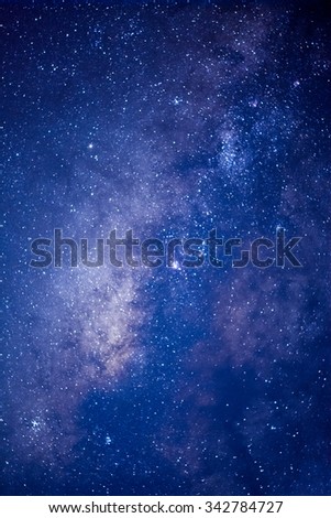 Central Nebula of the Milky way. Starry night of July with a really blue sky and a lot of shiny stars.