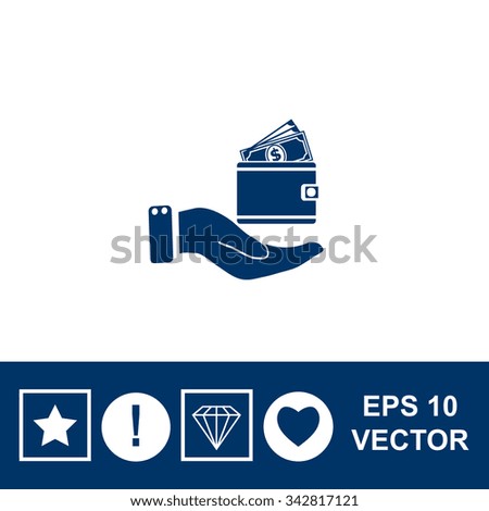 Purse and hand vector icon.