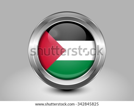 Flag of Palestine. Metal Round Icons. This is File from the Collection Asian Flags