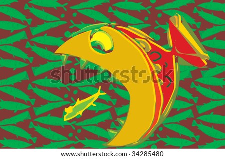 funny wild doodle fish (hand drawn) vector