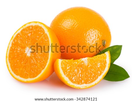 fresh orange isolated on white background Royalty-Free Stock Photo #342874121