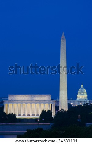 Washington Monuments at Dusk