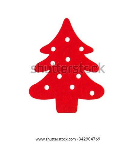 red flat christmas tree on a white background
