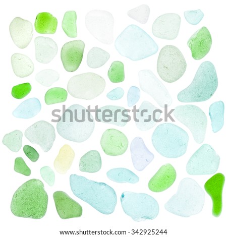 sea glass pieces isolated on white Royalty-Free Stock Photo #342925244