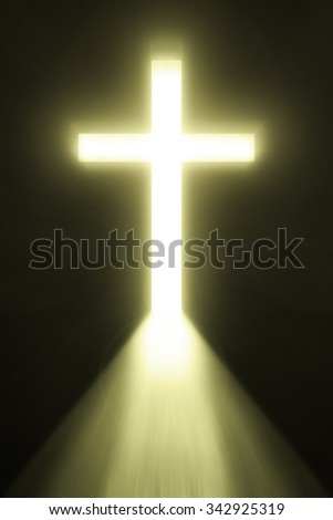 Opened door with bright light cross 
