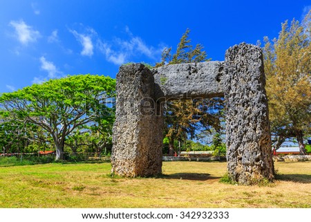 Ha'amonga 'a Maui in Nuku'alofa, Kingdom of Tonga Royalty-Free Stock Photo #342932333