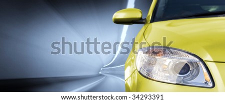 Great Car - Front side, half. On the road. Royalty-Free Stock Photo #34293391