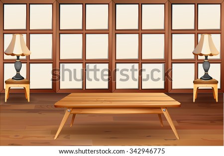 Room with wooden furniture illustration