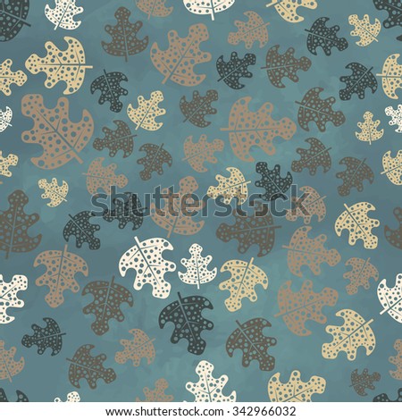 Seamless autumn pattern with colorful leaves. Vector Illustration.