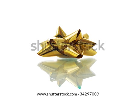gold bow on a white background