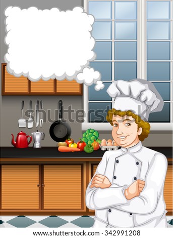 Male chef in the kitchen illustration