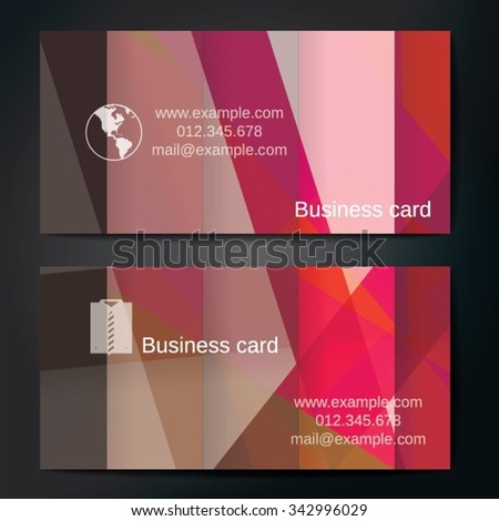 Stylish business cards with colorful straight stripes. Vector illustration. 5 x 9 cm size.