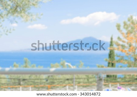 Defocused background of the Bay of Naples and the Vesuvius. Intentionally blurred post production for bokeh effect