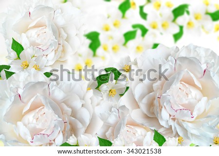 Spring flowers peonies and jasmine