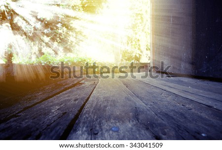 old wooden floor and light