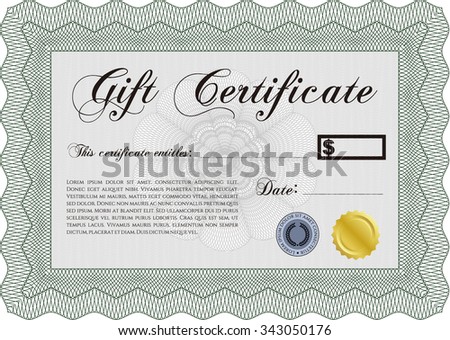 Retro Gift Certificate. Sophisticated design. Vector illustration.With complex linear background. 