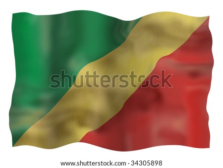 Vintage Flag of Congo. Illustration over white background