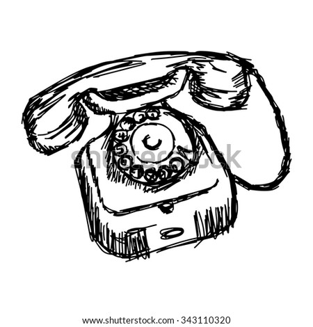 illustration vector doodle hand drawn of sketch old rotary telephone