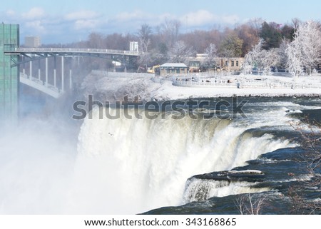 The Niagara Falls in winter