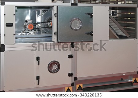 Air Handling Unit in Central Ventilation System Royalty-Free Stock Photo #343220135