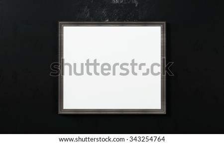 Interior with black wall and blank poster
