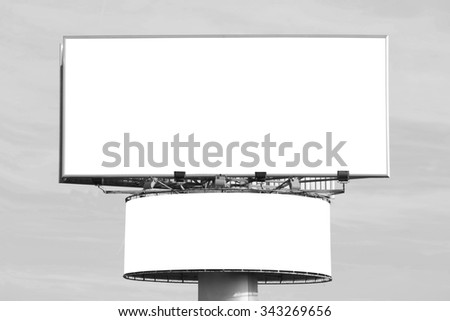 Two blank billboards - black and white image