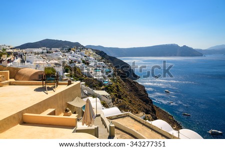 Traditional Greek stone architecture  on Santorini island