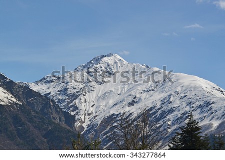Snow-capped mountains. Mestia Georgia