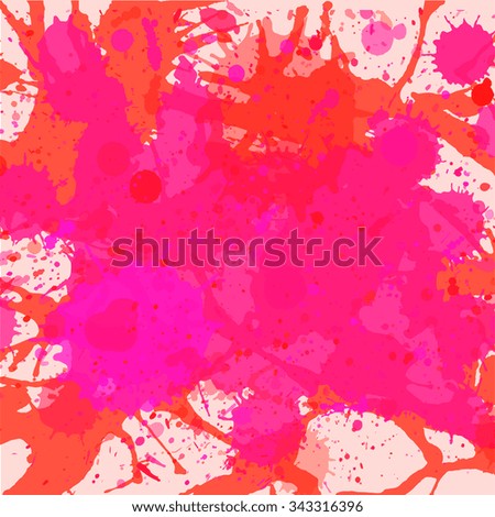 Vibrant bright pink watercolor artistic splashes background, square format.