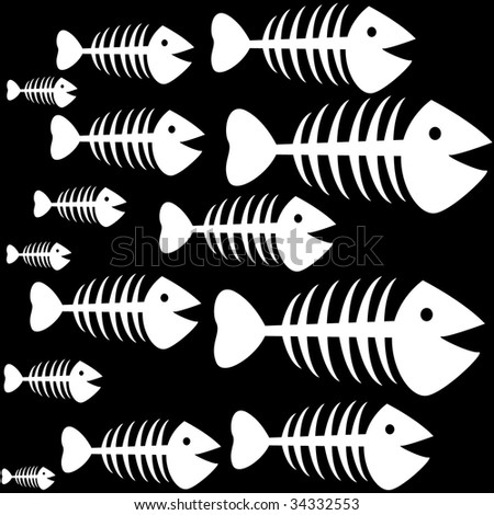 the vector abstract fish skeleton background