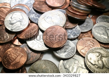 Pennies close up stock photo High Quality