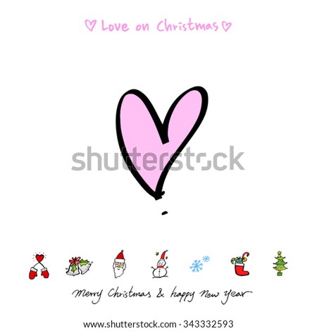 Love on Christmas / Heart illustration / hand drawn in vector