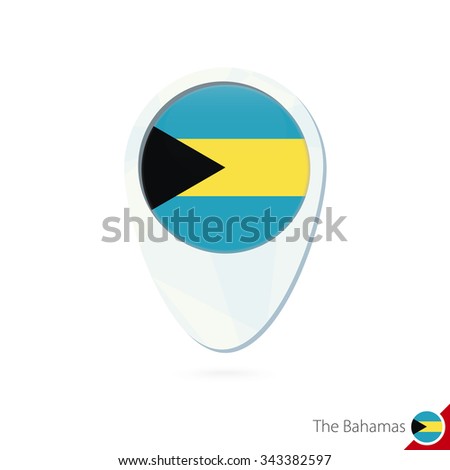 The Bahamas flag location map pin icon on white background. Vector Illustration.