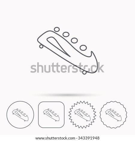 Bobsleigh icon. Four-seated bobsled sign. Professional winter sport symbol. Linear circle, square and star buttons with icons.