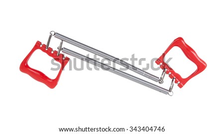 Chest expander with red handle isolated on white