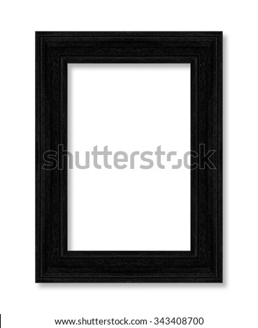 Old black frame decorative carved wood isolated on white background