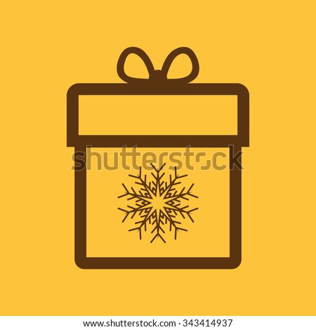 Gift box with snowflake icon. Present symbol. Flat. Vector illustration