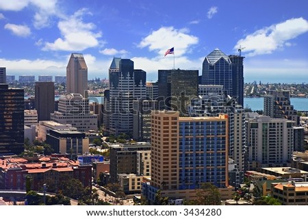 Aerial view of Downtown San Diego on a beautiful summer day