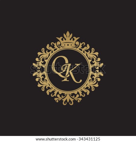 QK initial luxury ornament monogram logo