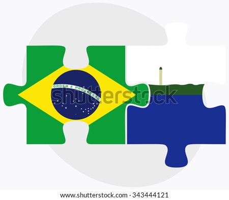 Brazil and Navassa Island Flags in puzzle isolated on white background