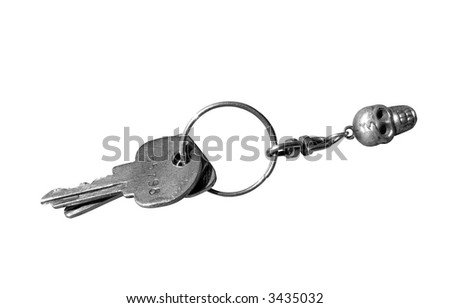 key isolated, key from lock, key ring, object over white, with absolutely white a background