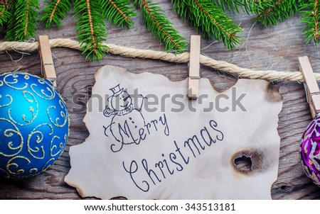 Happy New Year,Mary Christmas card on wooden background,horizontal photo