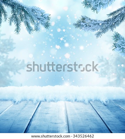 christmas background with wooden  table
