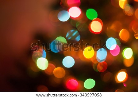 christmas background, image blur bokeh defocused lights decoration on christmas tree