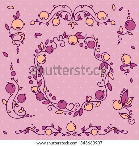 Violet set of seven decorative elements