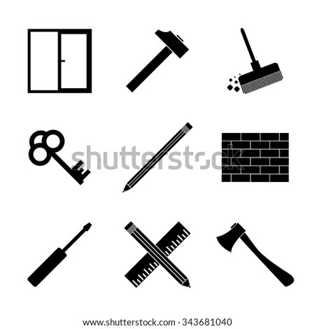 Working tools icon set. Flat design style eps 10