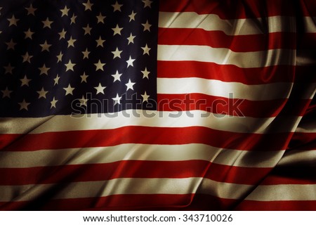 Closeup of silky American flag 