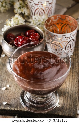 Chocolate dessert with cherries