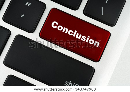 Conclusion text on red keyboard button - financial, business, online and data concept Royalty-Free Stock Photo #343747988